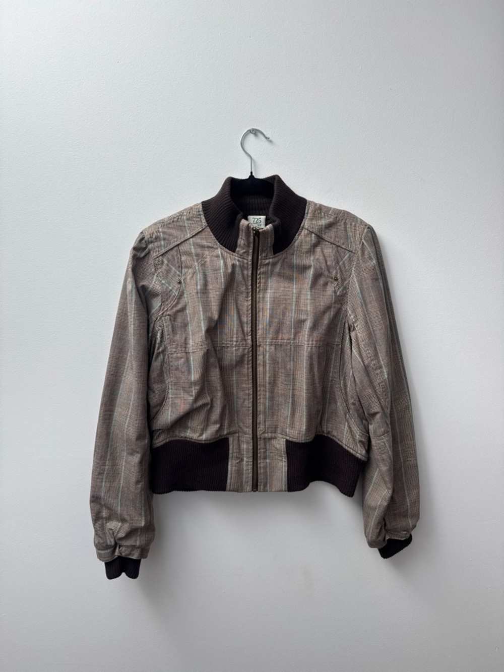Classic Plaid Bomber Jacket in Brown - Unbranded